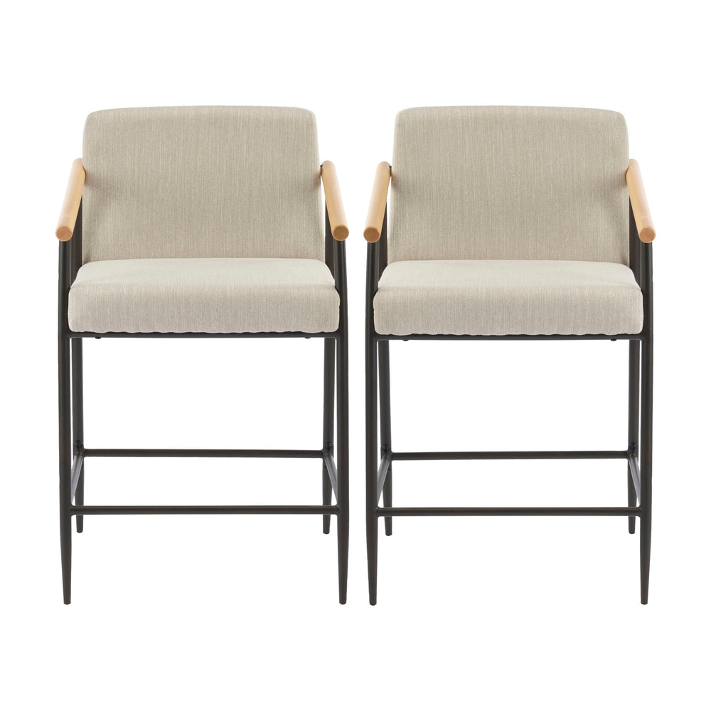 Mid Century Modern Counter Stool Set With Iron Frame