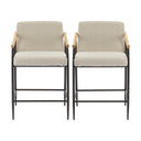 Mid Century Modern Counter Stool Set With Iron Frame