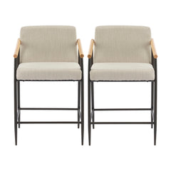 Mid Century Modern Counter Stool Set With Iron Frame
