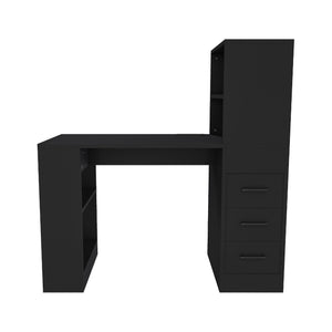 Computer Desk With 4 In 1 Socket & 3 Drawers, 4 Tier Shelves