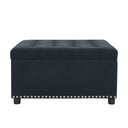 Square Tufted Storage Ottoman With Nailhead Trim