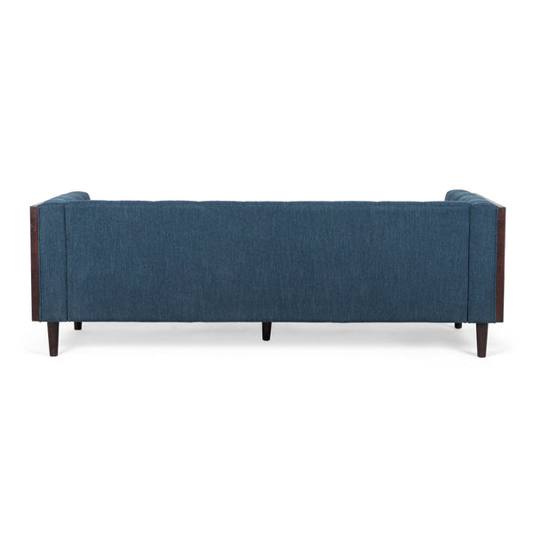 Contemporary Mid-Century Charm 3 Seater Sofa With Button Tufted Waffle Stitching