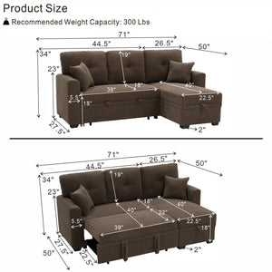 Sleeper Sectional With Pull Out Bed, Reversible Chaise
