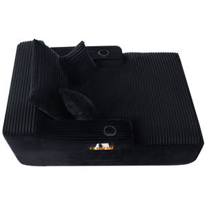 Convertible Chaise Lounge Chair & Wide Armrest & Throw Pillows - Black