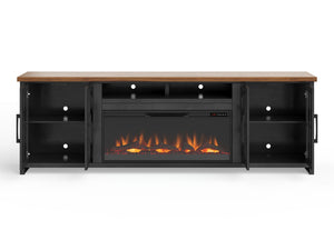 Fireplace TV Stand Console For TVs Up To 100" - Black / Whiskey