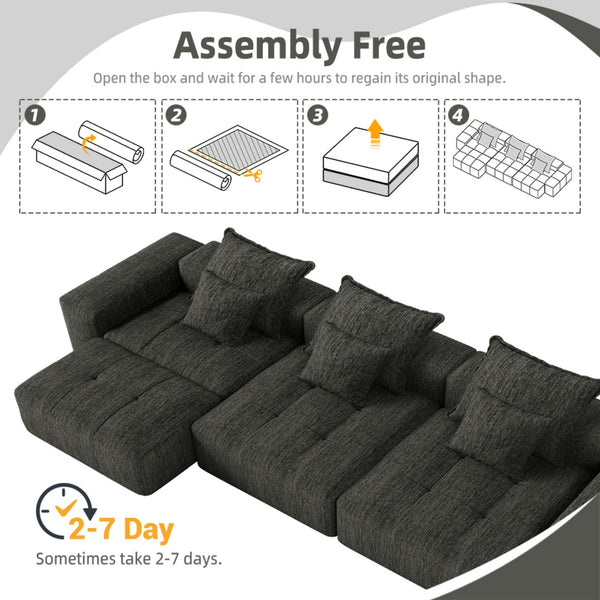 Modern Oversized Diy Combination, Modular Sectional Sofa With Pillows