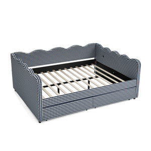 Gingham Daybed & USB Charging Port, Wave Shaped Design