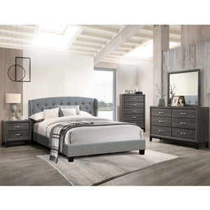 Bed With Adjustable Button Tufted Headboard