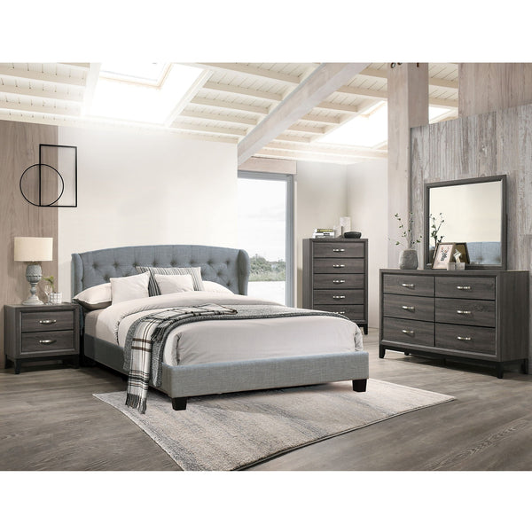 Bed With Adjustable Button Tufted Headboard