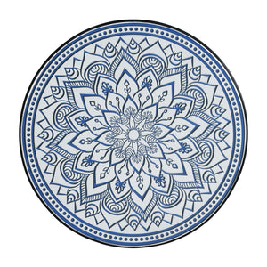 Outdoor Round Side Table With Mosaic Style Top And Curved Iron Legs