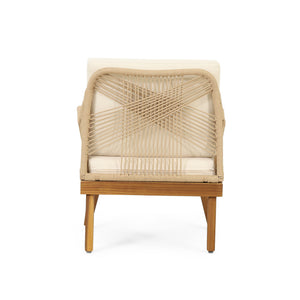 Hueber - Outdoor And Rope 4 Seater Chat Set With Cushions - Teak