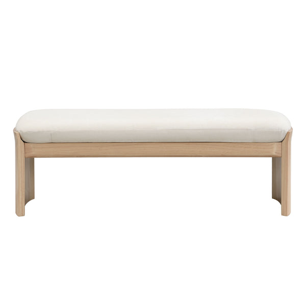 Footstool With Soft Cushion For Living Room - Beige / Natural