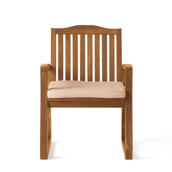 Della - Wood Armchair (Set of 2) Outdoor Dining Chairs - Cream