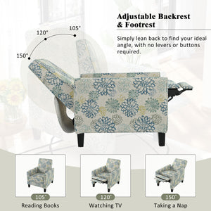Upholstered Push Back Recliner Chair For Living Room - Blue