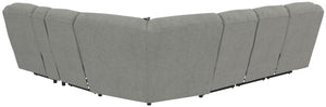 Quinn - 3 Piece Reclining Sectional With 4 Reclining Seats, Storage Arms, Storage Console With Lights, And Drop Down Table - Nature