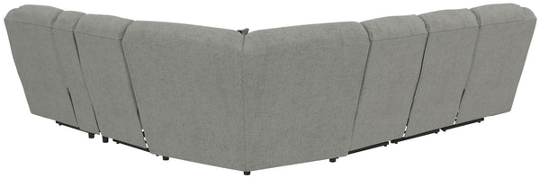 Quinn - 3 Piece Reclining Sectional With 4 Reclining Seats, Storage Arms, Storage Console With Lights, And Drop Down Table - Nature