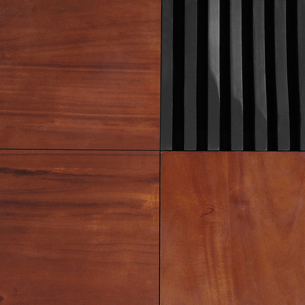 Italian Retro Inspired Acacia Wood Storage Coffee Table - Brown / Black