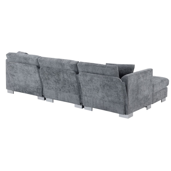 Modern Cloud Sectional Sofa L Shaped Luxury Couch Set With 2 Free Pillows 4 Seat With Oversized Chaise