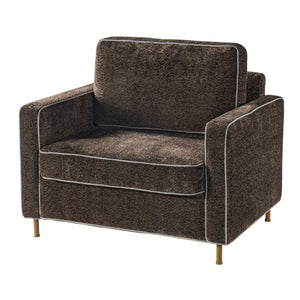Accent Chair Upholstered Single Sofa With Square Arms, Sewn Pillow Back For Living Room