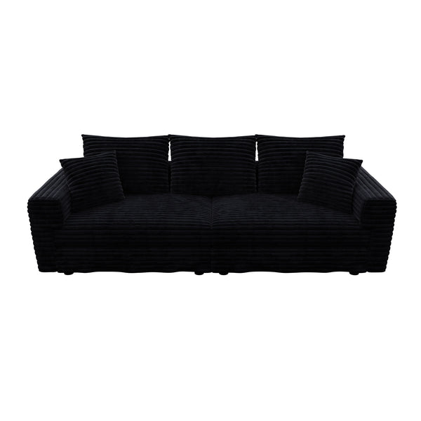 Deep Seat Convertible Sofa With Soft Pillows And Ottomans