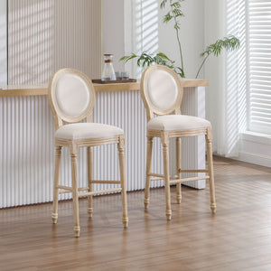 French Country Bar Chairs & Round Back (Set of 2)