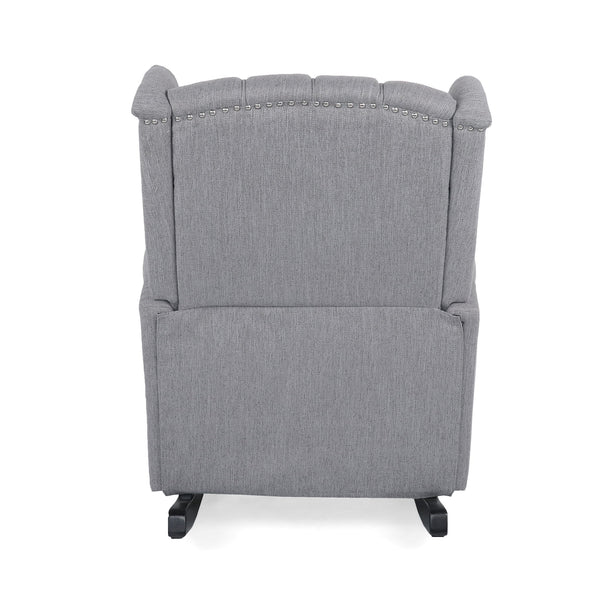 Sheila - Contemporary Fabric Tufted Wingback Rocking Chair - Gray