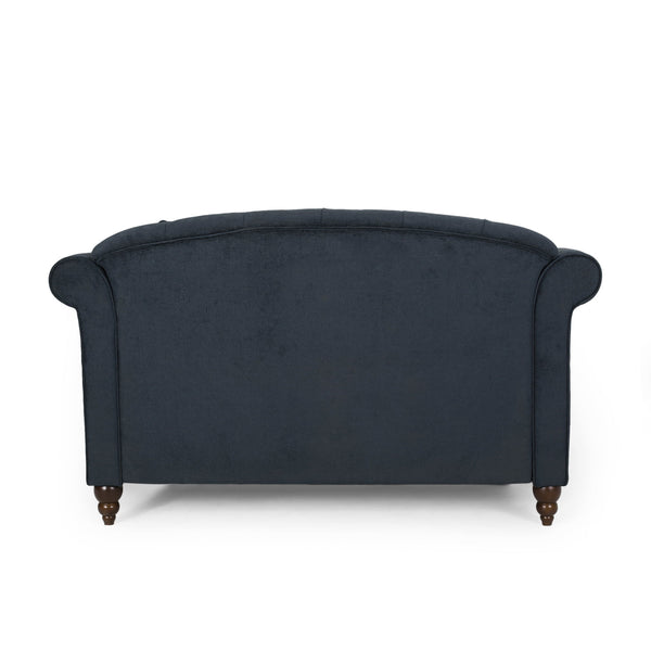 Upholstered Chaise Lounge With Scroll Arms, Turned Legs And 2 Pillows