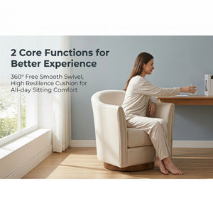 360 Degree Rotating Barrel Armchair For Living Room - Cream Beige
