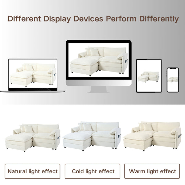 Modern Comfy Deep Seat Modular Sectional Sofa Cloud Couch With Ottoman