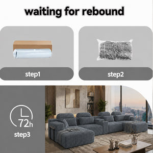 U-Shaped Sectional Sofa With Chaise Lounge And Cup Holders
