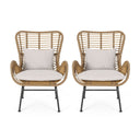 Modern Aesthetic Outdoor Rattan Accent Chair With Metal Legs