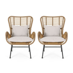 Modern Aesthetic Outdoor Rattan Accent Chair With Metal Legs