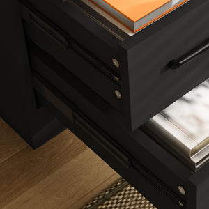 Computer Desk With 4 In 1 Socket & 3 Drawers, 4 Tier Shelves