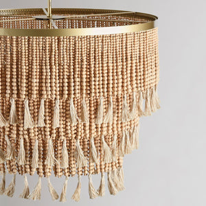 Brittany - Beaded Round Chandelier - Natural