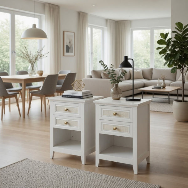 Nightstand With 2 Drawers Bedside Table