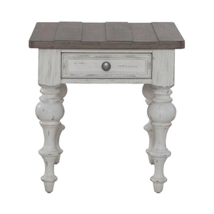 River Place - End Table - Riverstone White & Tobacco