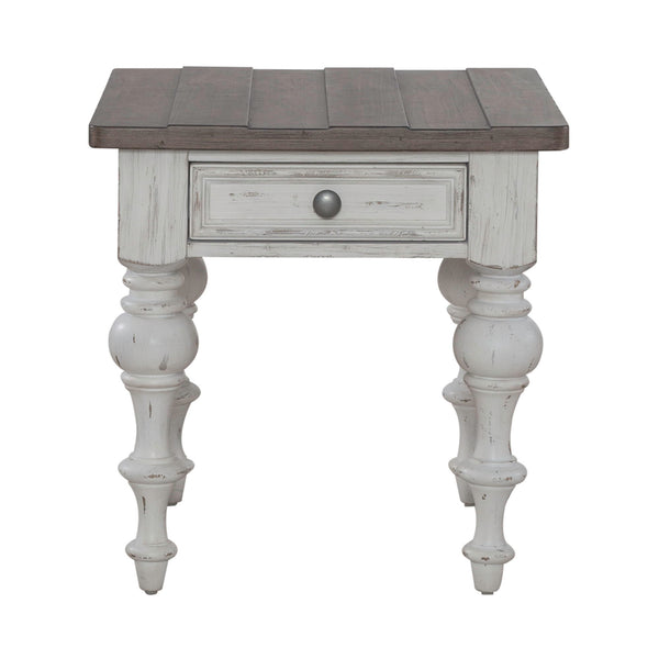 River Place - End Table - Riverstone White & Tobacco