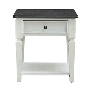 Allyson Park - Drawer End Table - Wirebrushed White / Charcoal