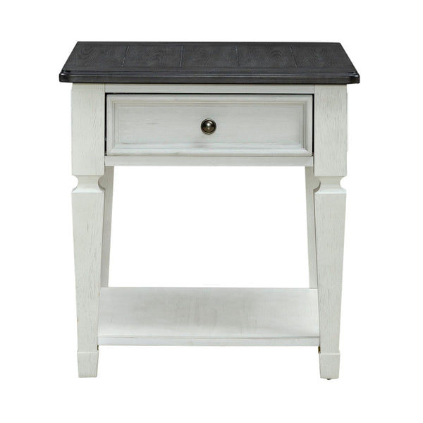 Allyson Park - Drawer End Table - Wirebrushed White / Charcoal
