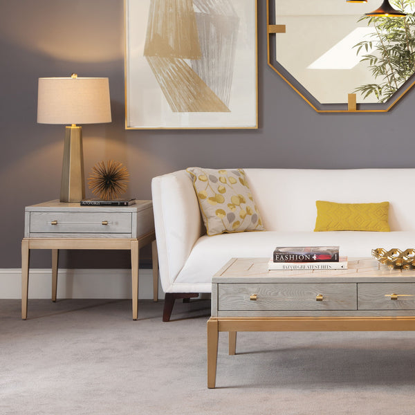 Perrine - Rectangle End Table - Silver / Gold