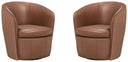 Barolo - 100% Italian Leather Swivel Club Chair (Set of 2)