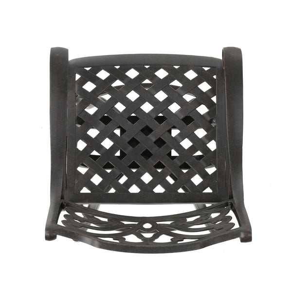 Outdoor Cast Aluminum Swivel Bar Stool With Scrolled Arms - Bronze