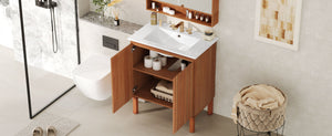 Bathroom Vanity With Sink, Minimalist Design, 45 Degrees Free Handle Doors - Antique Natural