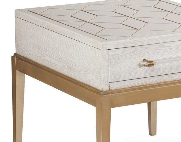 Perrine - Rectangle End Table - White / Gold