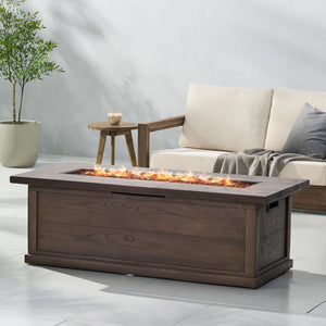 Transitional Rectangular Outdoor Propane Fire Pit With 50, 000 Btu