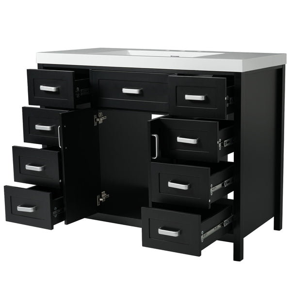 Bathroom Vanity With Sink, 2 Doors 8 Drawers, Soft Close System, Classic Design