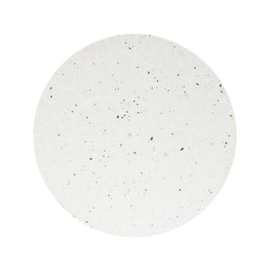Outdoor Terrazzo Concrete Drum End Table, Living Room Accent Table - White Terrazzo