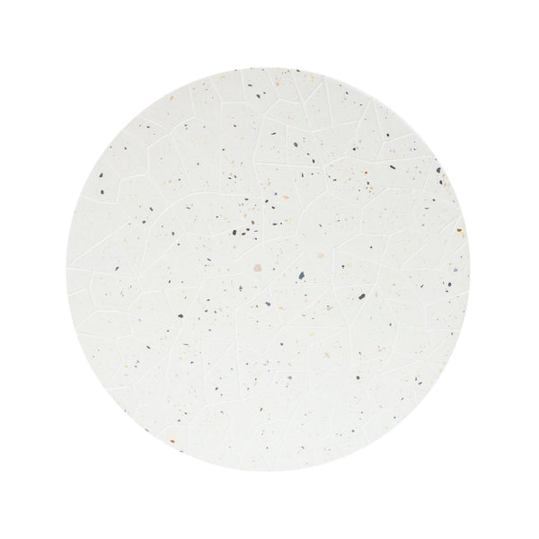 Outdoor Terrazzo Concrete Drum End Table, Living Room Accent Table - White Terrazzo