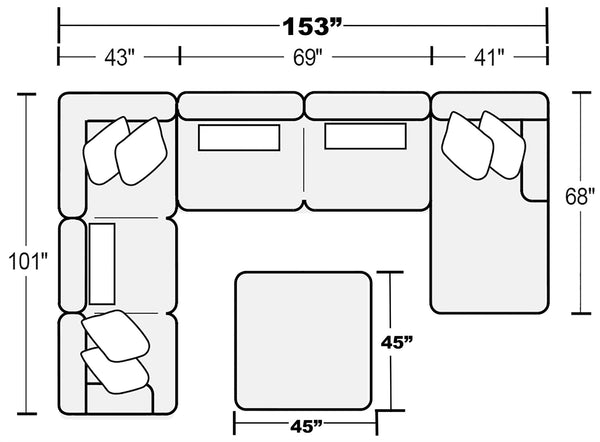 Titan - Sectional With Comfort Coil Seating, Cocktail Ottoman And Accent Pillows Included