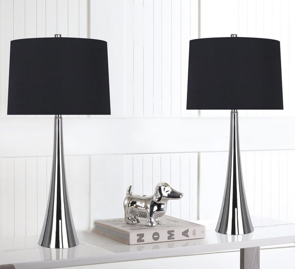Diana - Contemporary Table Lamp (Set of 2) - Polished Nickel / Black Satin